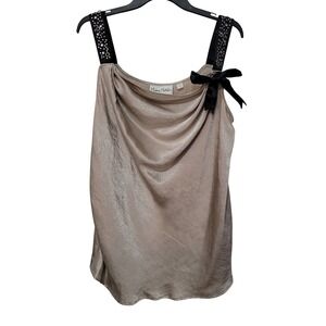 Avenue Modern Metallics Tank Top Womens 18/20 Gold Rhinestone Strap Bow Shimmer